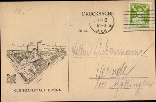 Künstler Ak Brno Brünn Südmähren, Samen Klenganstalt Jakob S. Schön