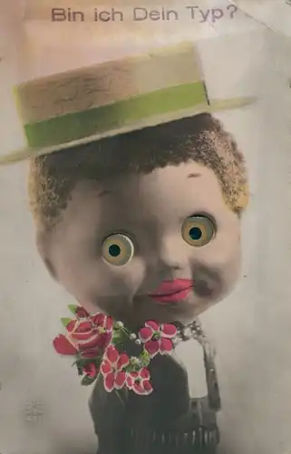 Glasaugen Ak Bin ich Dein Typ, Mann mit Hut