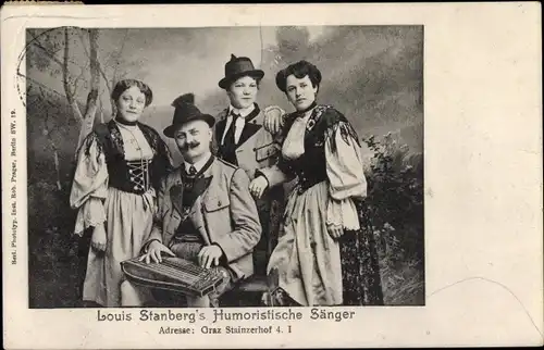 Ak Louis Stanberg's Humoristische Sänger aus Graz, Stainzerhof 4, Trachten, Zither