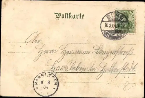 Litho Parole Heimat, Gruß aus der Garnison, Ortschaft, Soldat, Engel