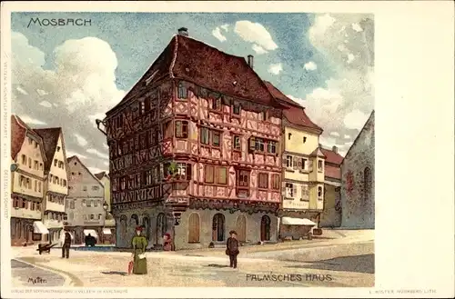 Künstler Litho Mutter, K., Mosbach im Neckar Odenwald Kreis, Palm'sches Haus