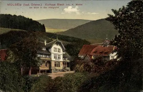 Ak Mülben Waldbrunn im Neckar Odenwald Kreis, Kurhaus Steck, Inh. K. Weiss, Höllgrund