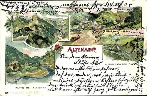 Litho Altenahr im Kreis Ahrweiler Rheinland Pfalz, Ahrtal vom Weißen, Von der Engelslei