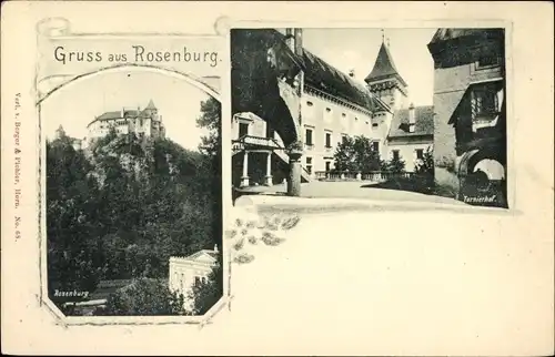 Ak Rosenburg in Niederösterreich, Blick zur Burg, Turnierhof