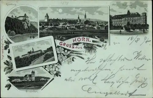 Mondschein Litho Horn in Niederösterreich, Rosenburg, Stift Altenburg, Dreieichen, Schloss