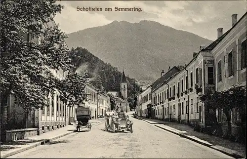 Ak Schottwien in Niederösterreich, Straßenpartie mit Blick zur Kirche, Semmering