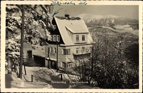 Ak Semmering in Niederösterreich, Touristenheim Wolf im Winter, Panoramablick 