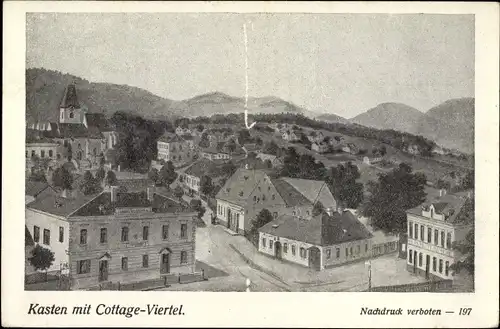 Ak Kasten in Niederösterreich, Ortspartie mit Cottage Viertel, Kirche