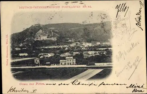 Ak Pitten in Niederösterreich, Gesamtansicht des Ortes, Bahnhof