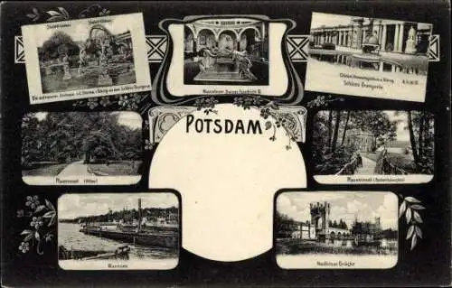 Ak Potsdam in Brandenburg, Orangerie, Wannsee, Pfaueninsel, Mausoleum, Nedlitzer Brücke