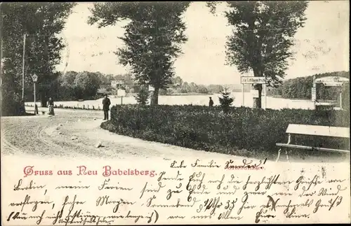 Ak Neubabelsberg Potsdam in Brandenburg, Griebnitzsee, Straßenpartie, Dampferanlegestelle