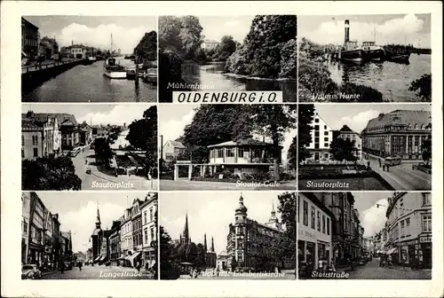 Ak Oldenburg im Großherzogtum Oldenburg, Stautorplatz, Langestraße, Lambertikirche, Mühlenhunte
