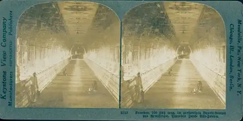 Stereo Foto Rameswaram Indien, Korridor im Granit-Tempel