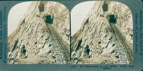 Stereo Foto Kanton Luzern Schweiz, Pilatus, Zahnradbahn