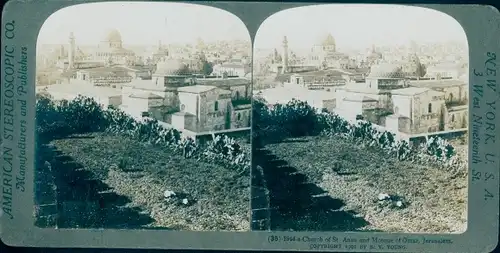 Stereo Foto Jerusalem Israel, Church of St. Anne, Mosque of Omar