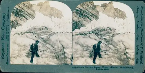 Stereo Foto Grindelwald Kt. Bern Schweiz, Bergsteiger auf dem Gletscher