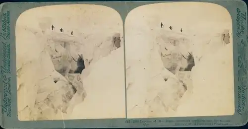 Stereo Foto Haute Savoie, Mont Blanc, Bergsteiger beim Abstieg