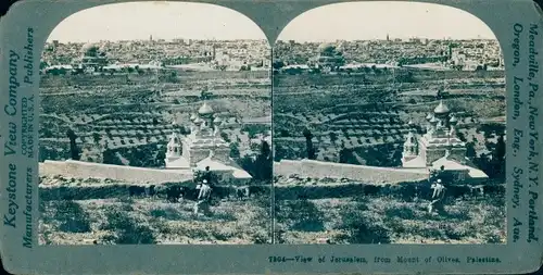 Stereo Foto Jerusalem Israel, View from Mount of Olives, Palestine