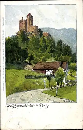 Künstler Ak Biese, C., Erlenbach bei Dahn in der Pfalz, Burg Berwartstein