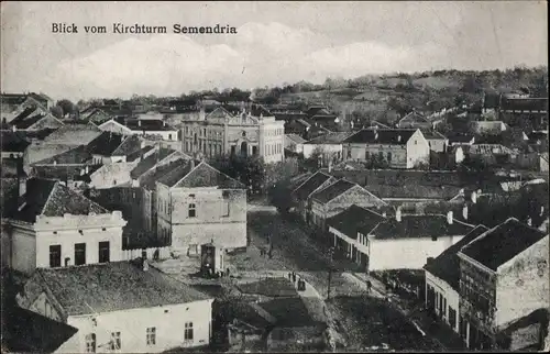 Ak Smederevo Semendria Serbien, Totalansicht, Kirchturm