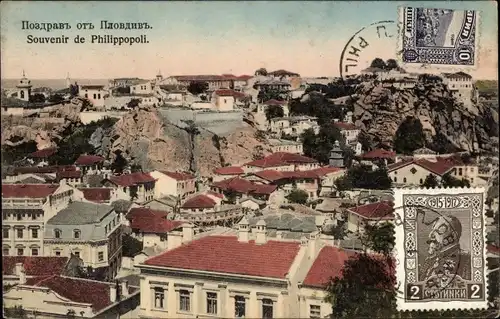 Ak Plovdiv Plowdiw Philippopel Philippopolis Bulgarien, Totalansicht