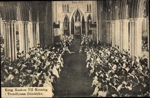Ak Trondhjem Trondheim Norwegen, Krönung von Haakon VII.