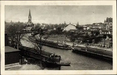 Ak Bydgoszcz Bromberg Westpreußen, Stadtansicht, Flussdampfer, Kirche