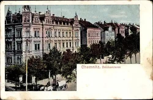 Ak Chemnitz, Reichstraße, Gebäude, Kutsche