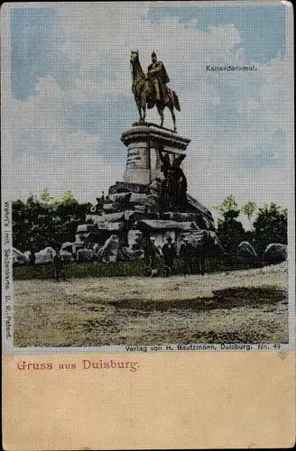 Seiden Ak Duisburg im Ruhrgebiet, Kaiserdenkmal