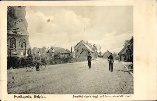 Ak Langemark Poelkapelle Westflandern, Zerstört durch englische, französische Geschützfeuer, I. WK