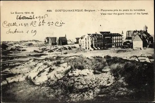 Ak Oostduinkerke Koksijde Westflandern, Panorama pris du poste du belvedere