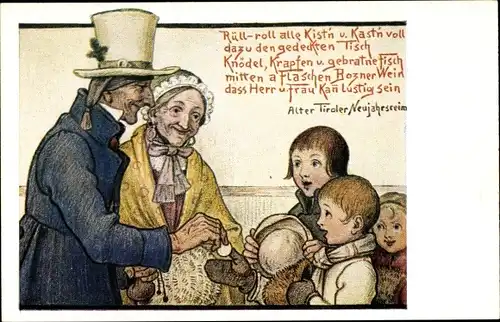 Künstler Ak Bachlechner, Jos., Glückwunsch Neujahr, Nr. 12, Tiroler Neujahrsreim, Neujahrswunsch