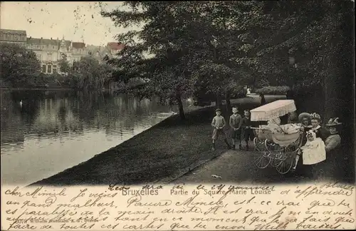 Ak Bruxelles Brüssel, Partie du Square Marie Louise, Kinderwagen