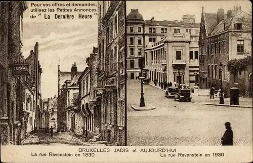 Ak Bruxelles Brüssel, Rue Ravenstein, Früher und Heute