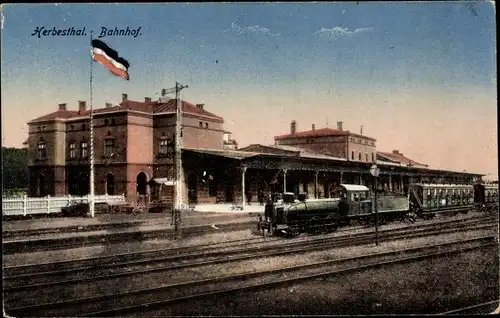 Ak Herbesthal Lontzen Wallonien Lüttich, Bahnhof, Eisenbahn