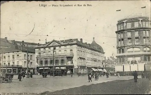 Ak Liège Lüttich Wallonien, Place St-Lambert, Rue de Bex