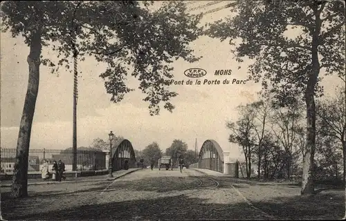 Ak Mons Wallonie Hennegau, Park Gate Bridge