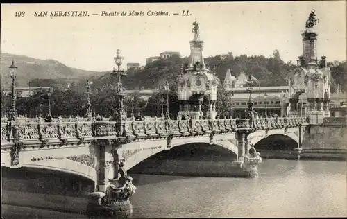 Ak Donostia San Sebastian Baskenland, Puente de Maria Cristina