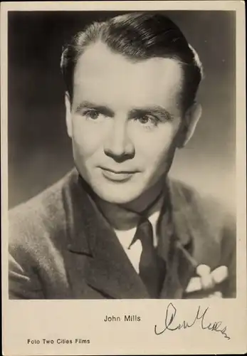 Ak Schauspieler Sir John Mills, Portrait, Autogramm