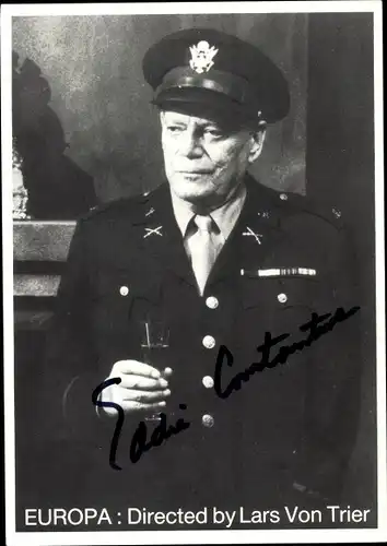 Foto Schauspieler Eddie Constantine, Portrait in Uniform, Autogramm