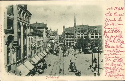 Ak Berlin Mitte, Spittelmarkt, Straßenbahn