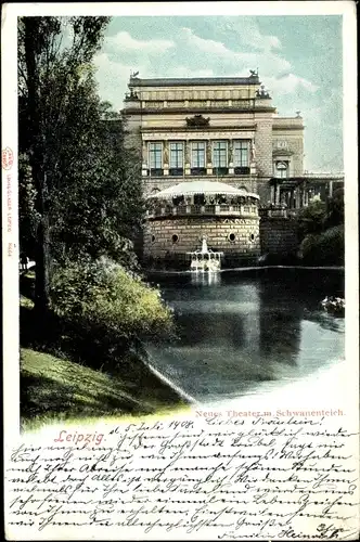 Ak Leipzig in Sachsen, Neues Theater, Schwanteich