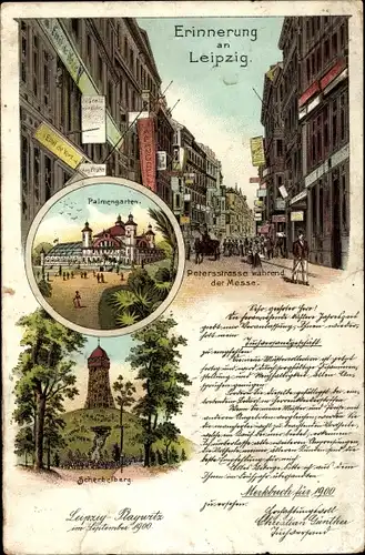 Litho Leipzig, Petersstraße während der Messe, Palmengarten, Scherbelberg