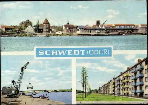 Ak Schwedt an der Oder, Stadtbrücke, Leninallee, Siedlung