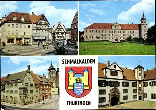 Ak Schmalkalden im Thüringer Wald, Wappen, Altmarkt, Schloss Wilhelmsburg, Innenhof