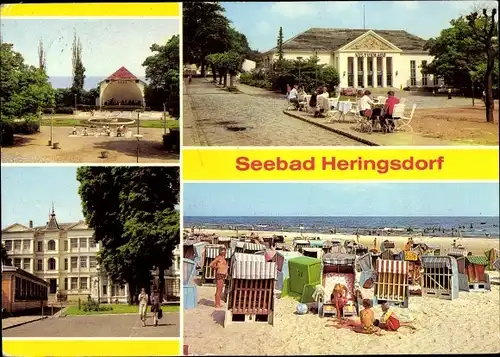 Ak Ostseebad Heringsdorf auf Usedom, Konzertplatz, Kulturhaus, Strand, FDGB-Erholungsheim Einheit