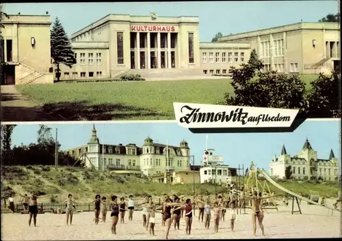 Ak Ostseebad Zinnowitz auf Usedom, Strandgymnastik, Kulturhaus