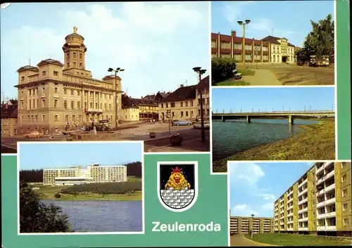 Ak Zeulenroda Thüringen, FDGB Erholungsheim Talsperre, Rathaus, Kreiskulturhaus DSF, Rötlein