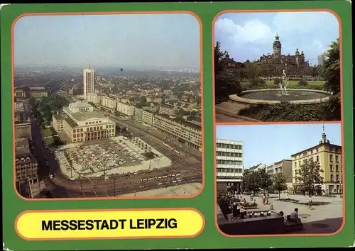 Ak Leipzig in Sachsen, Neues Rathaus, Grimmaische Straße, Brunnen mit Fontäne