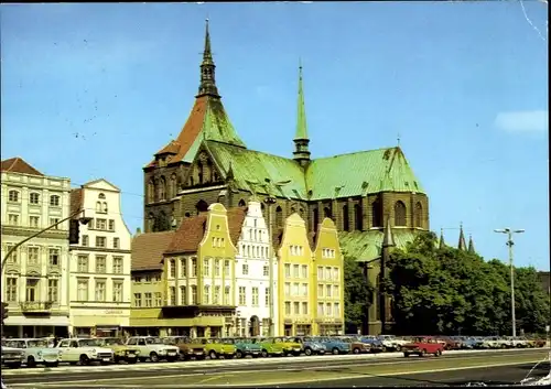 Ak Hansestadt Rostock, Ernst-Thälmann-Platz, Marienkirche